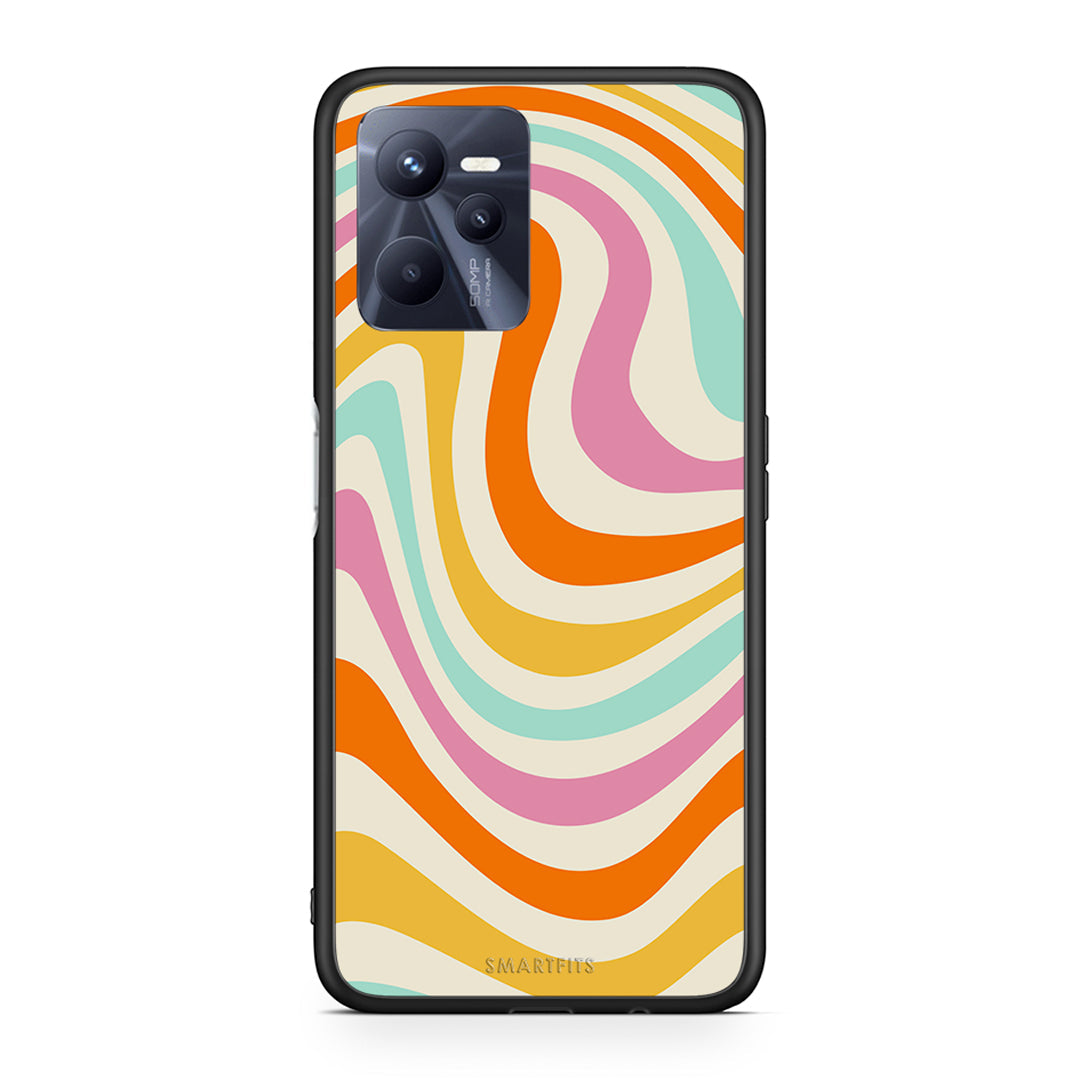 Realme C35 Colourful Waves θήκη από τη Smartfits με σχέδιο στο πίσω μέρος και μαύρο περίβλημα | Smartphone case with colorful back and black bezels by Smartfits