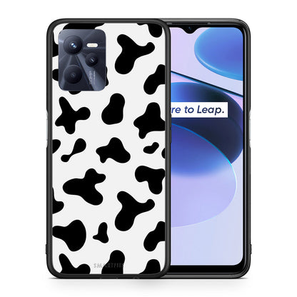 Θήκη Realme C35 Cow Print από τη Smartfits με σχέδιο στο πίσω μέρος και μαύρο περίβλημα | Realme C35 Cow Print case with colorful back and black bezels