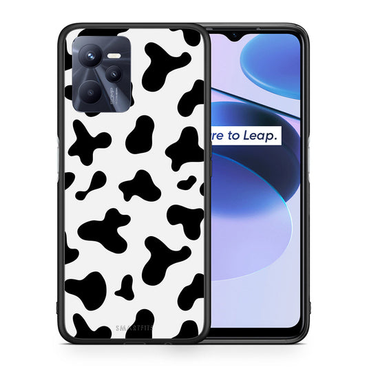Θήκη Realme C35 Cow Print από τη Smartfits με σχέδιο στο πίσω μέρος και μαύρο περίβλημα | Realme C35 Cow Print case with colorful back and black bezels