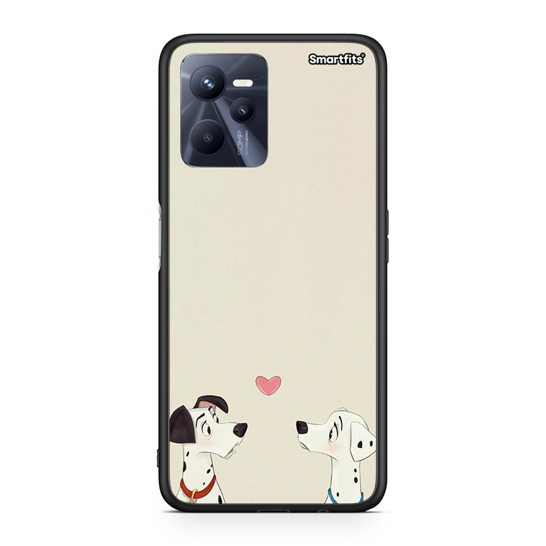 Realme C35 Dalmatians Love θήκη από τη Smartfits με σχέδιο στο πίσω μέρος και μαύρο περίβλημα | Smartphone case with colorful back and black bezels by Smartfits