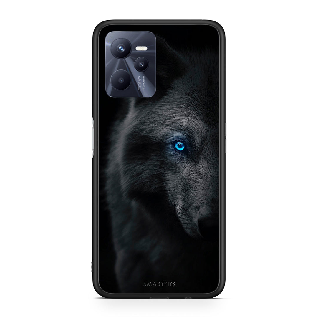 Realme C35 Dark Wolf θήκη από τη Smartfits με σχέδιο στο πίσω μέρος και μαύρο περίβλημα | Smartphone case with colorful back and black bezels by Smartfits