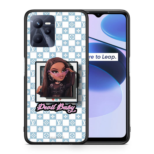 Θήκη Αγίου Βαλεντίνου Realme C35 Devil Baby από τη Smartfits με σχέδιο στο πίσω μέρος και μαύρο περίβλημα | Realme C35 Devil Baby case with colorful back and black bezels