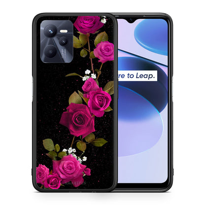 Θήκη Realme C35 Red Roses Flower από τη Smartfits με σχέδιο στο πίσω μέρος και μαύρο περίβλημα | Realme C35 Red Roses Flower case with colorful back and black bezels