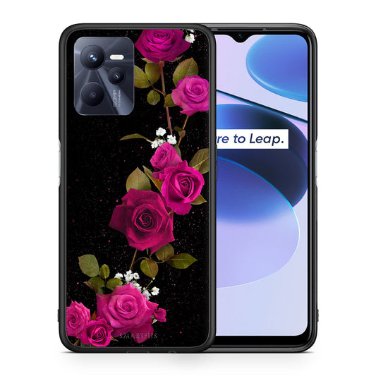 Θήκη Realme C35 Red Roses Flower από τη Smartfits με σχέδιο στο πίσω μέρος και μαύρο περίβλημα | Realme C35 Red Roses Flower case with colorful back and black bezels