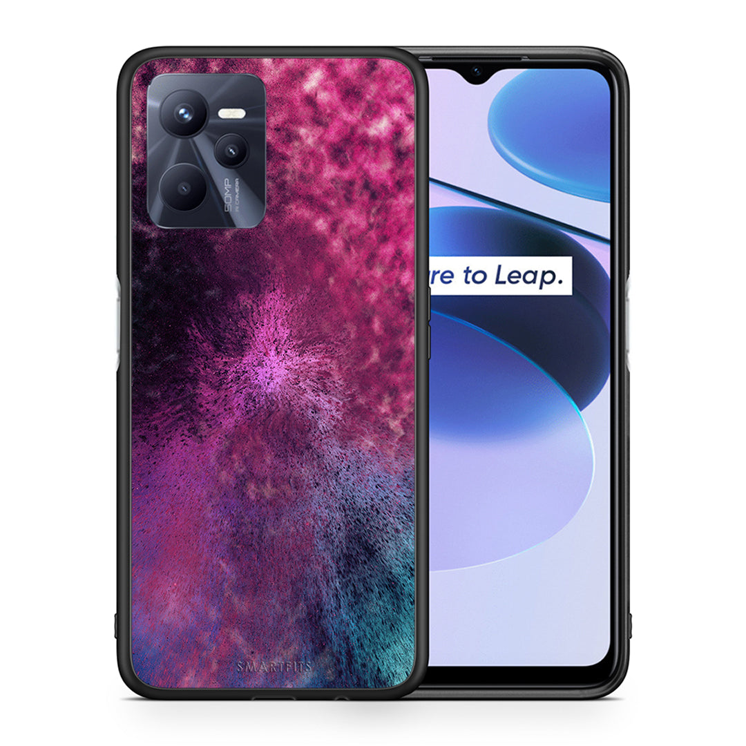 Θήκη Realme C35 Aurora Galaxy από τη Smartfits με σχέδιο στο πίσω μέρος και μαύρο περίβλημα | Realme C35 Aurora Galaxy case with colorful back and black bezels