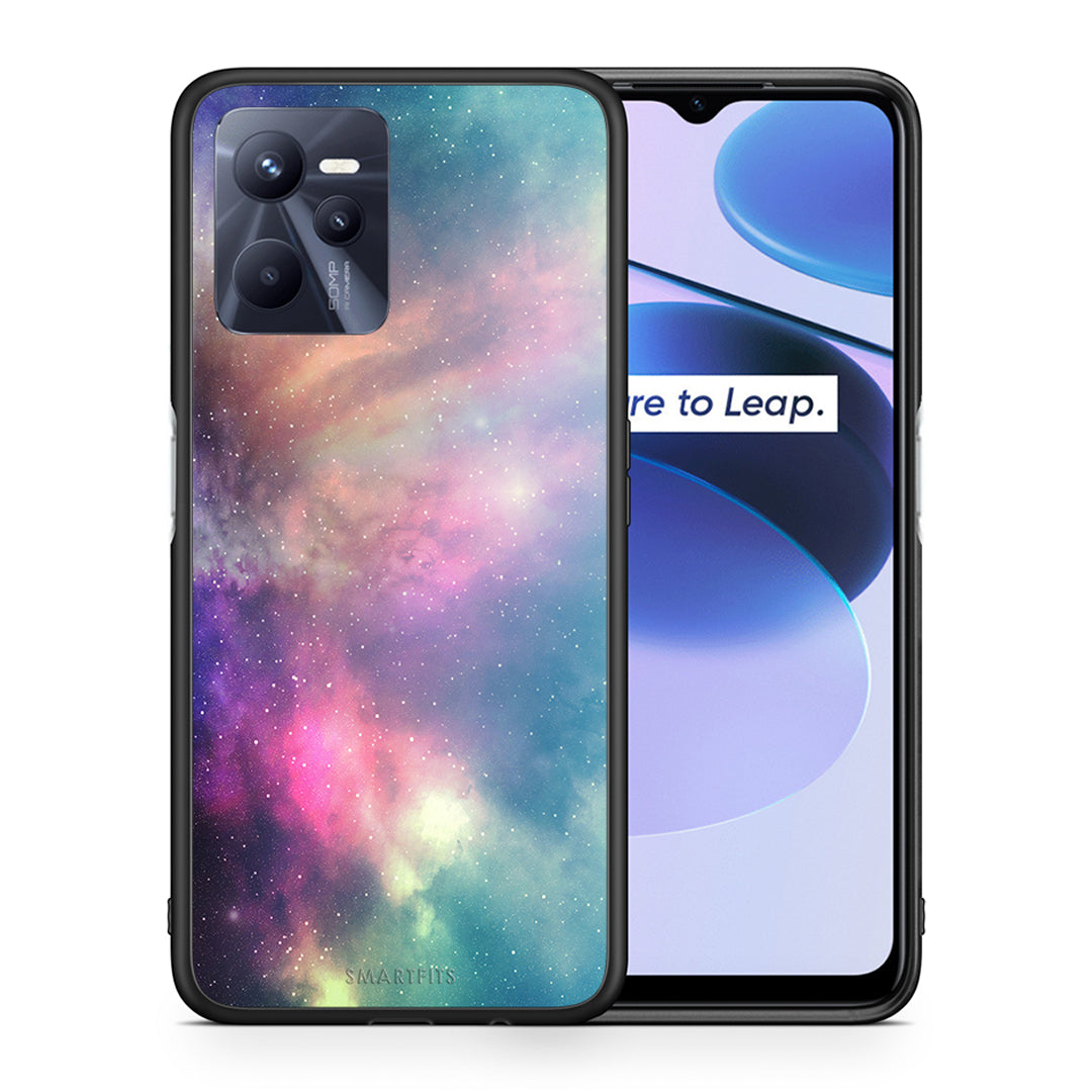 Θήκη Realme C35 Rainbow Galaxy από τη Smartfits με σχέδιο στο πίσω μέρος και μαύρο περίβλημα | Realme C35 Rainbow Galaxy case with colorful back and black bezels