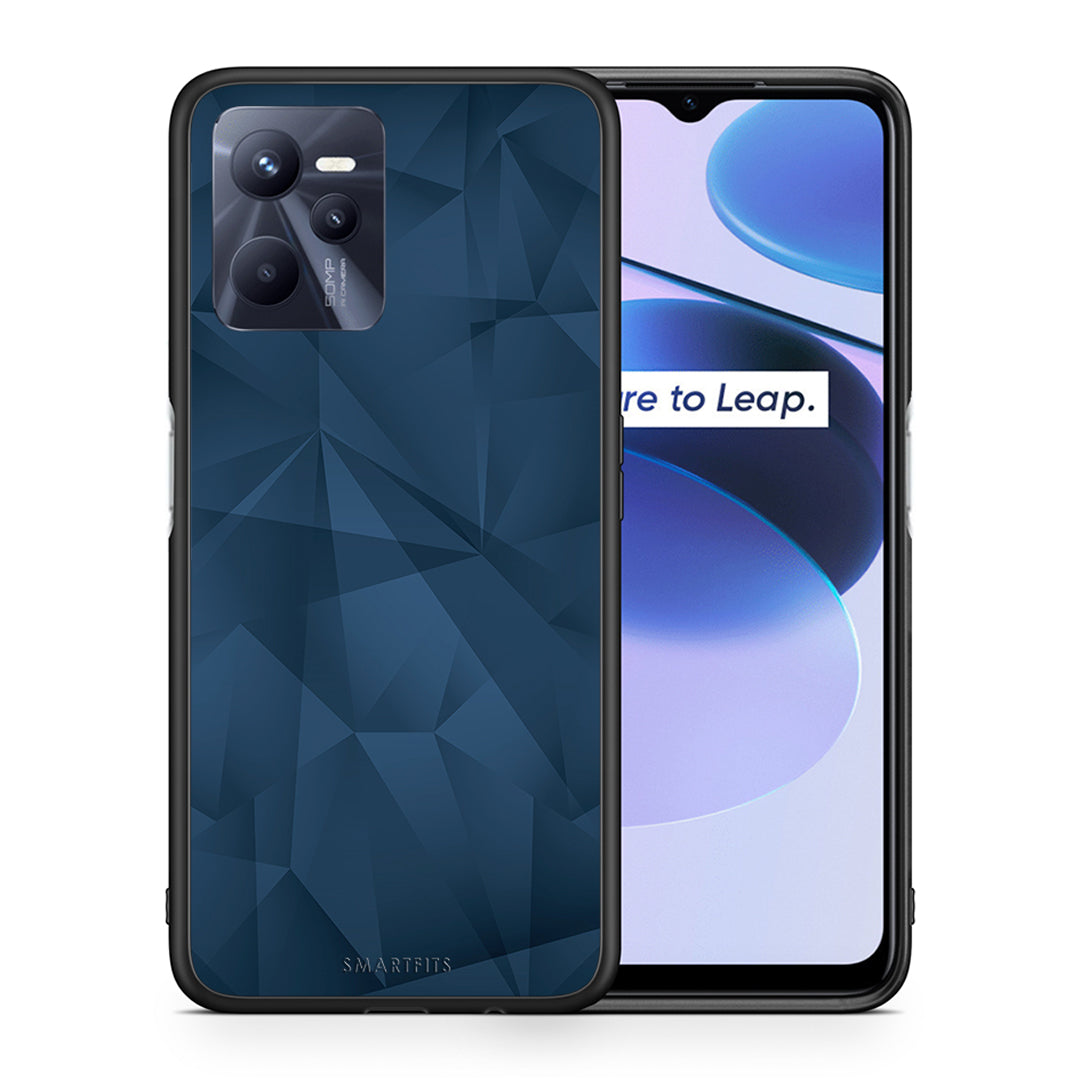 Θήκη Realme C35 Blue Abstract Geometric από τη Smartfits με σχέδιο στο πίσω μέρος και μαύρο περίβλημα | Realme C35 Blue Abstract Geometric case with colorful back and black bezels