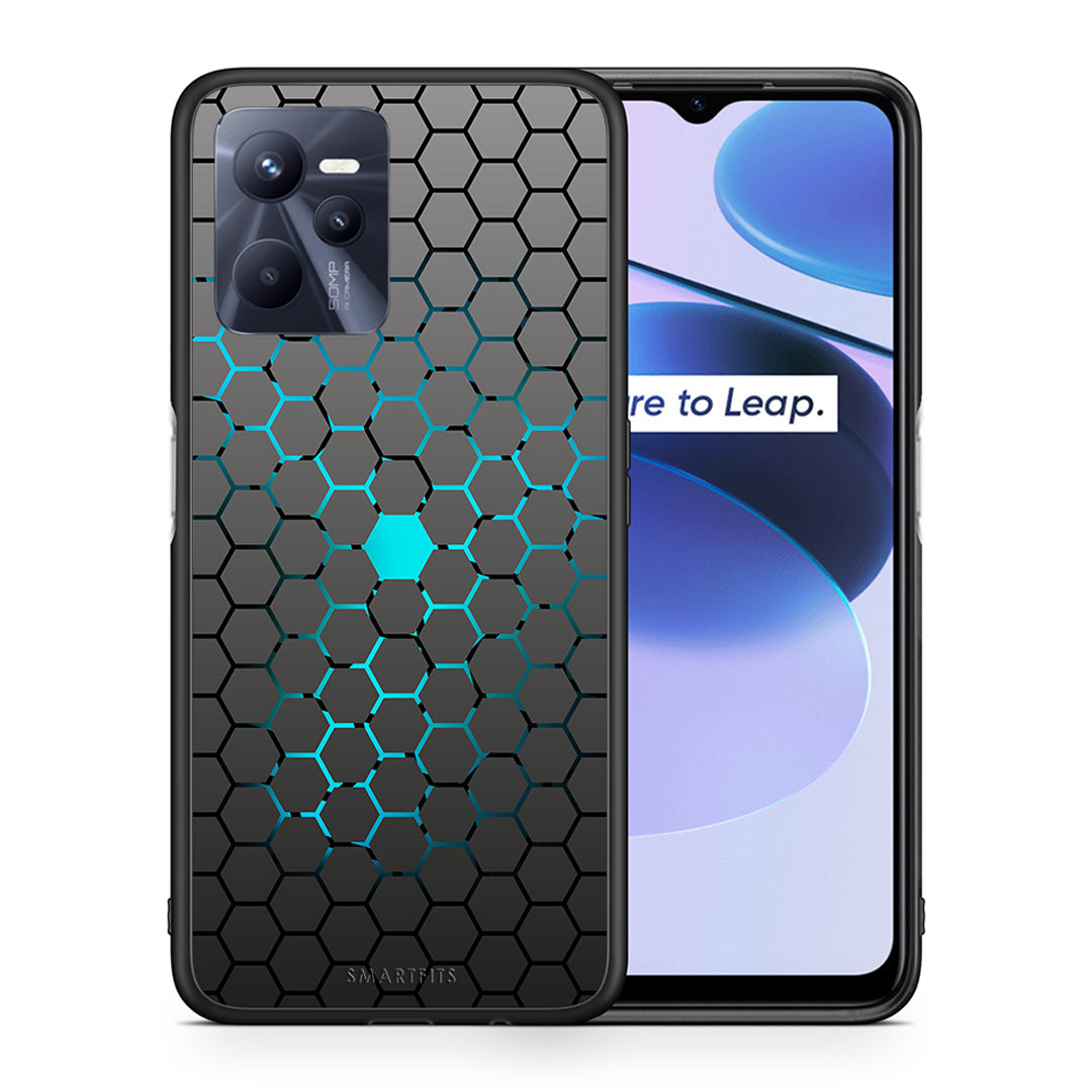 Θήκη Realme C35 Hexagonal Geometric από τη Smartfits με σχέδιο στο πίσω μέρος και μαύρο περίβλημα | Realme C35 Hexagonal Geometric case with colorful back and black bezels