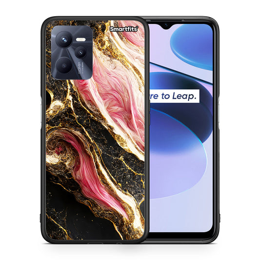 Θήκη Realme C35 Glamorous Pink Marble από τη Smartfits με σχέδιο στο πίσω μέρος και μαύρο περίβλημα | Realme C35 Glamorous Pink Marble case with colorful back and black bezels