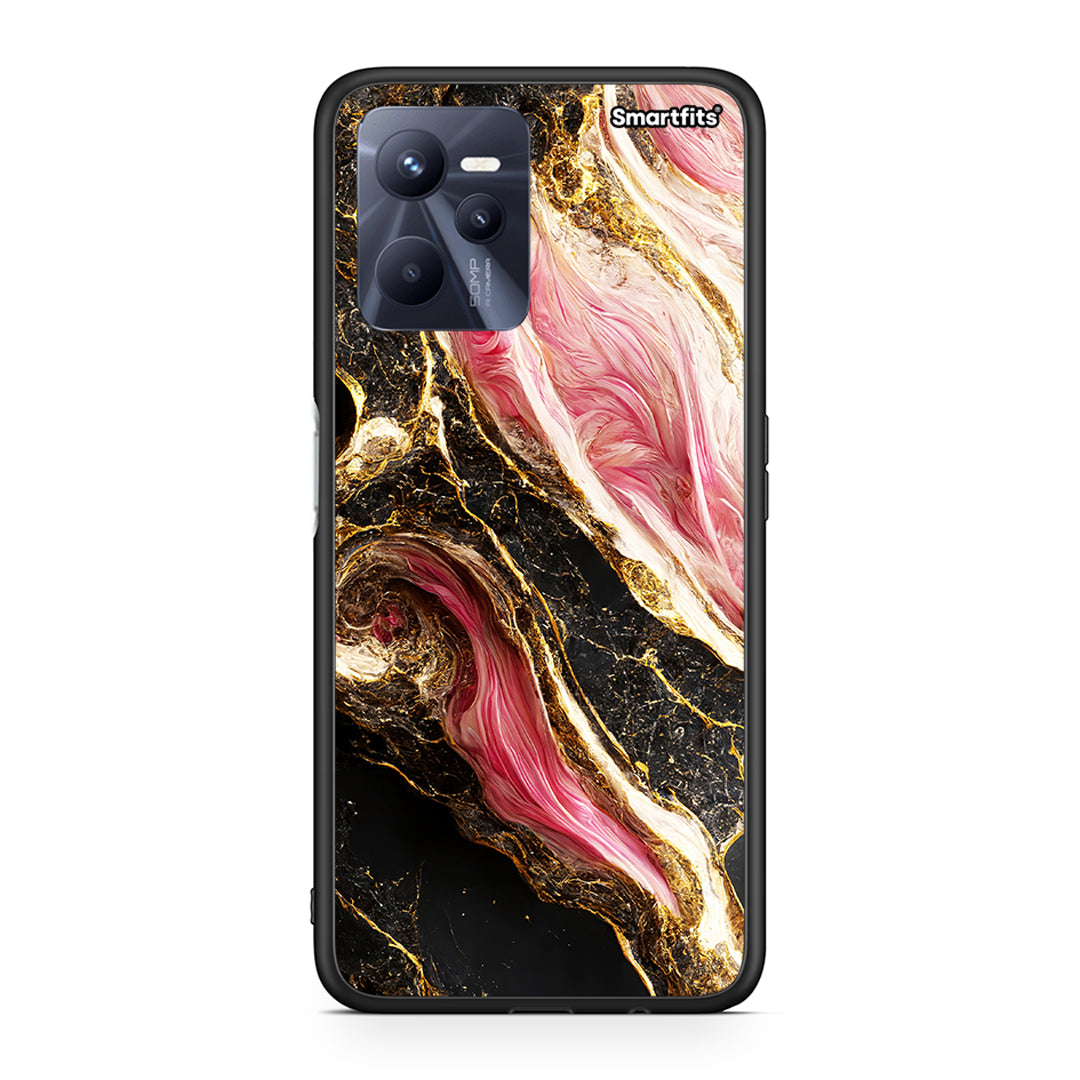 Realme C35 Glamorous Pink Marble θήκη από τη Smartfits με σχέδιο στο πίσω μέρος και μαύρο περίβλημα | Smartphone case with colorful back and black bezels by Smartfits