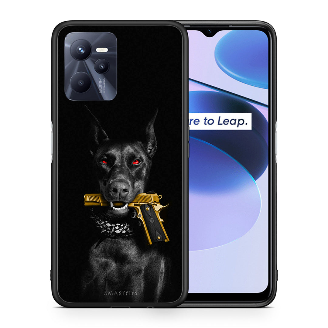 Θήκη Αγίου Βαλεντίνου Realme C35 Golden Gun από τη Smartfits με σχέδιο στο πίσω μέρος και μαύρο περίβλημα | Realme C35 Golden Gun case with colorful back and black bezels