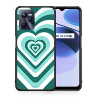 Thumbnail for Θήκη Realme C35 Green Hearts από τη Smartfits με σχέδιο στο πίσω μέρος και μαύρο περίβλημα | Realme C35 Green Hearts case with colorful back and black bezels