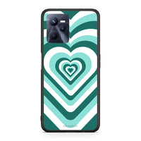 Thumbnail for Realme C35 Green Hearts θήκη από τη Smartfits με σχέδιο στο πίσω μέρος και μαύρο περίβλημα | Smartphone case with colorful back and black bezels by Smartfits