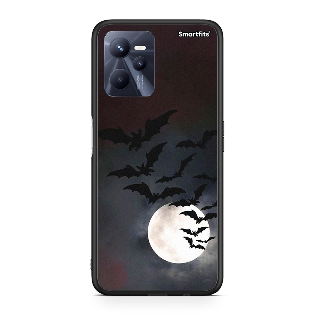 Realme C35 Halloween Bat Night θήκη από τη Smartfits με σχέδιο στο πίσω μέρος και μαύρο περίβλημα | Smartphone case with colorful back and black bezels by Smartfits