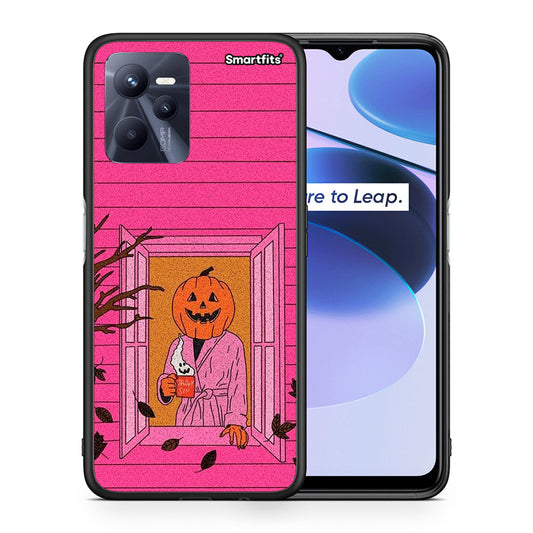 Θήκη Realme C35 Halloween Pumpkin Lady από τη Smartfits με σχέδιο στο πίσω μέρος και μαύρο περίβλημα | Realme C35 Halloween Pumpkin Lady case with colorful back and black bezels