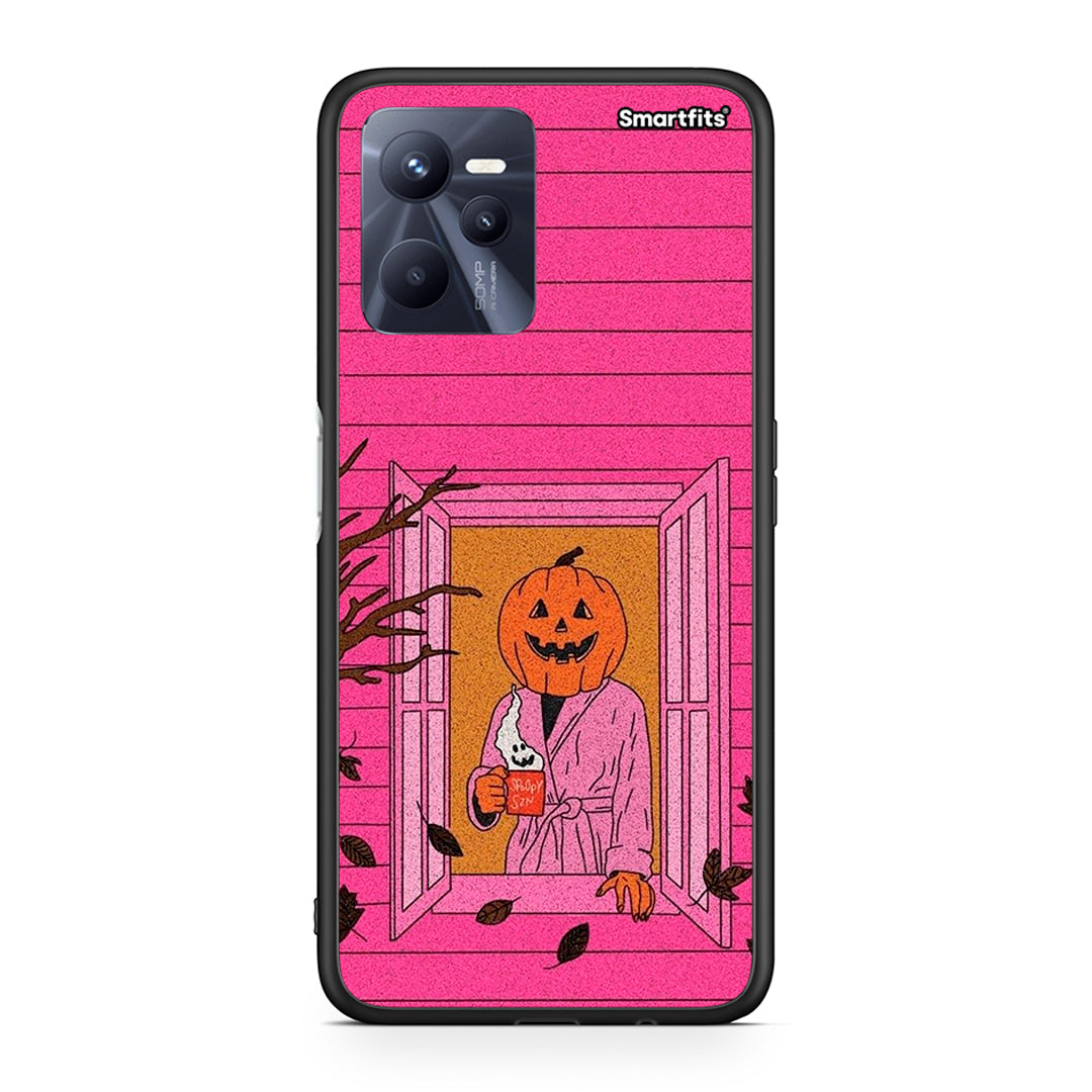 Realme C35 Halloween Pumpkin Lady θήκη από τη Smartfits με σχέδιο στο πίσω μέρος και μαύρο περίβλημα | Smartphone case with colorful back and black bezels by Smartfits