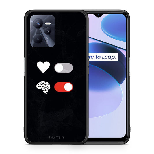 Θήκη Αγίου Βαλεντίνου Realme C35 Heart Vs Brain από τη Smartfits με σχέδιο στο πίσω μέρος και μαύρο περίβλημα | Realme C35 Heart Vs Brain case with colorful back and black bezels