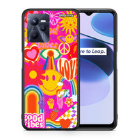 Thumbnail for Θήκη Realme C35 Hippie Love από τη Smartfits με σχέδιο στο πίσω μέρος και μαύρο περίβλημα | Realme C35 Hippie Love case with colorful back and black bezels