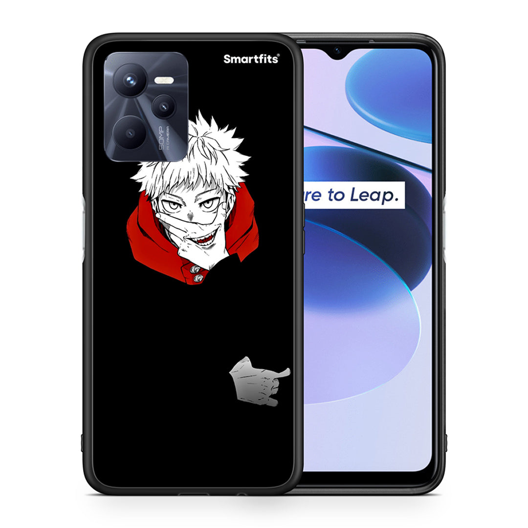 Θήκη Realme C35 Itadori Anime από τη Smartfits με σχέδιο στο πίσω μέρος και μαύρο περίβλημα | Realme C35 Itadori Anime case with colorful back and black bezels