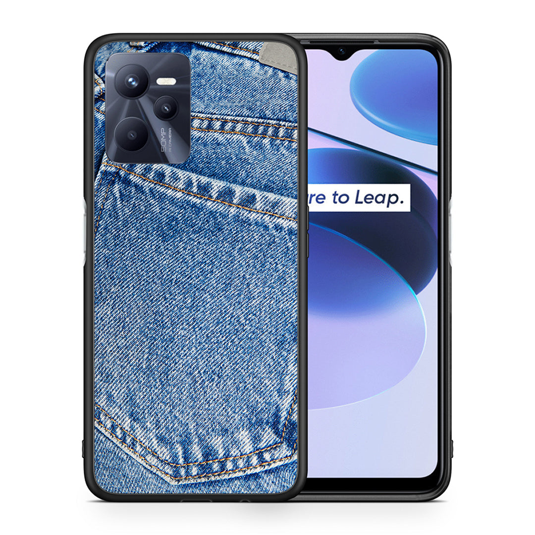Θήκη Realme C35 Jeans Pocket από τη Smartfits με σχέδιο στο πίσω μέρος και μαύρο περίβλημα | Realme C35 Jeans Pocket case with colorful back and black bezels