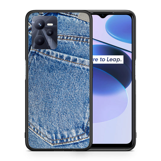 Θήκη Realme C35 Jeans Pocket από τη Smartfits με σχέδιο στο πίσω μέρος και μαύρο περίβλημα | Realme C35 Jeans Pocket case with colorful back and black bezels