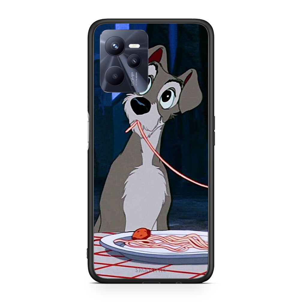 Realme C35 Lady And Tramp 1 Θήκη Αγίου Βαλεντίνου από τη Smartfits με σχέδιο στο πίσω μέρος και μαύρο περίβλημα | Smartphone case with colorful back and black bezels by Smartfits