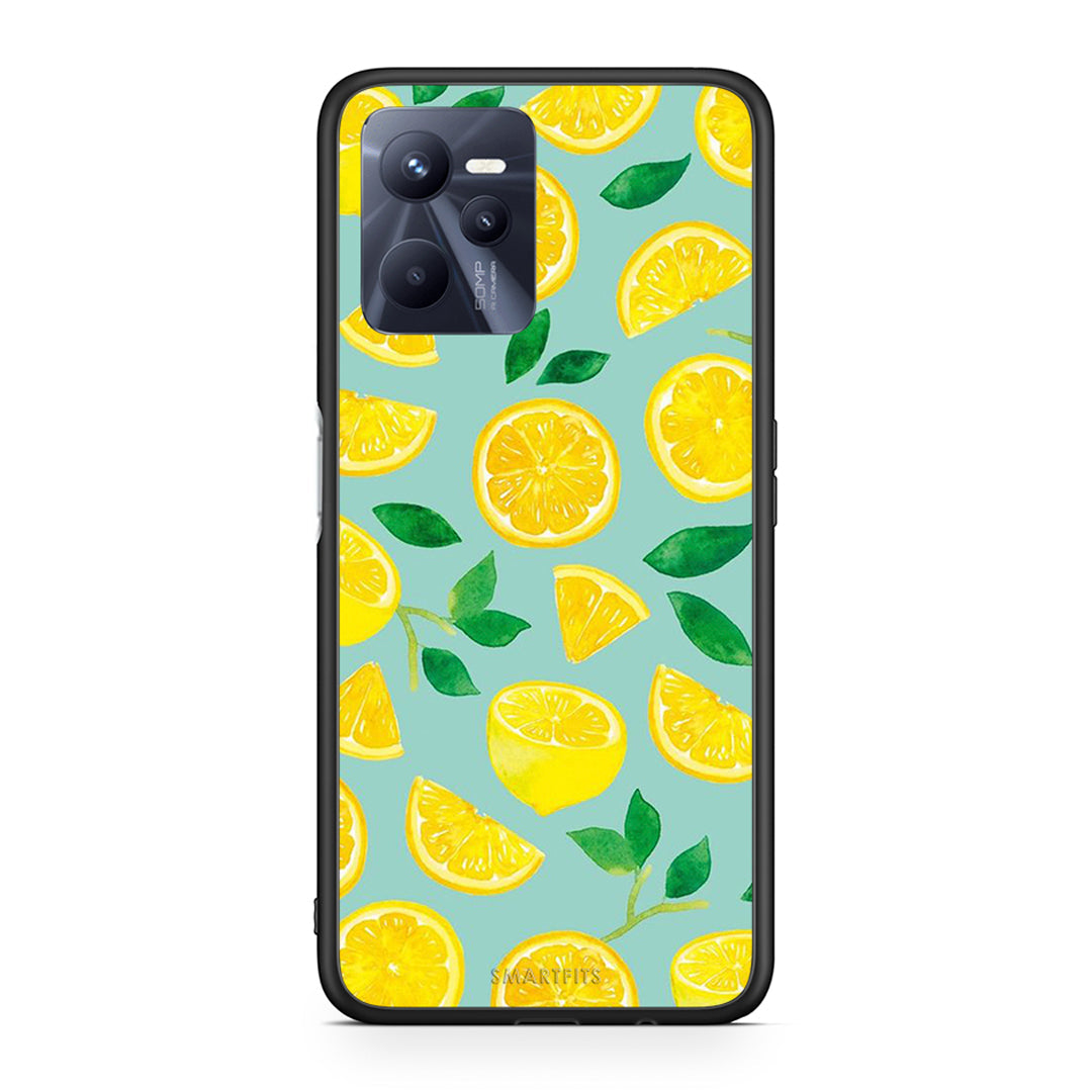Realme C35 Lemons θήκη από τη Smartfits με σχέδιο στο πίσω μέρος και μαύρο περίβλημα | Smartphone case with colorful back and black bezels by Smartfits