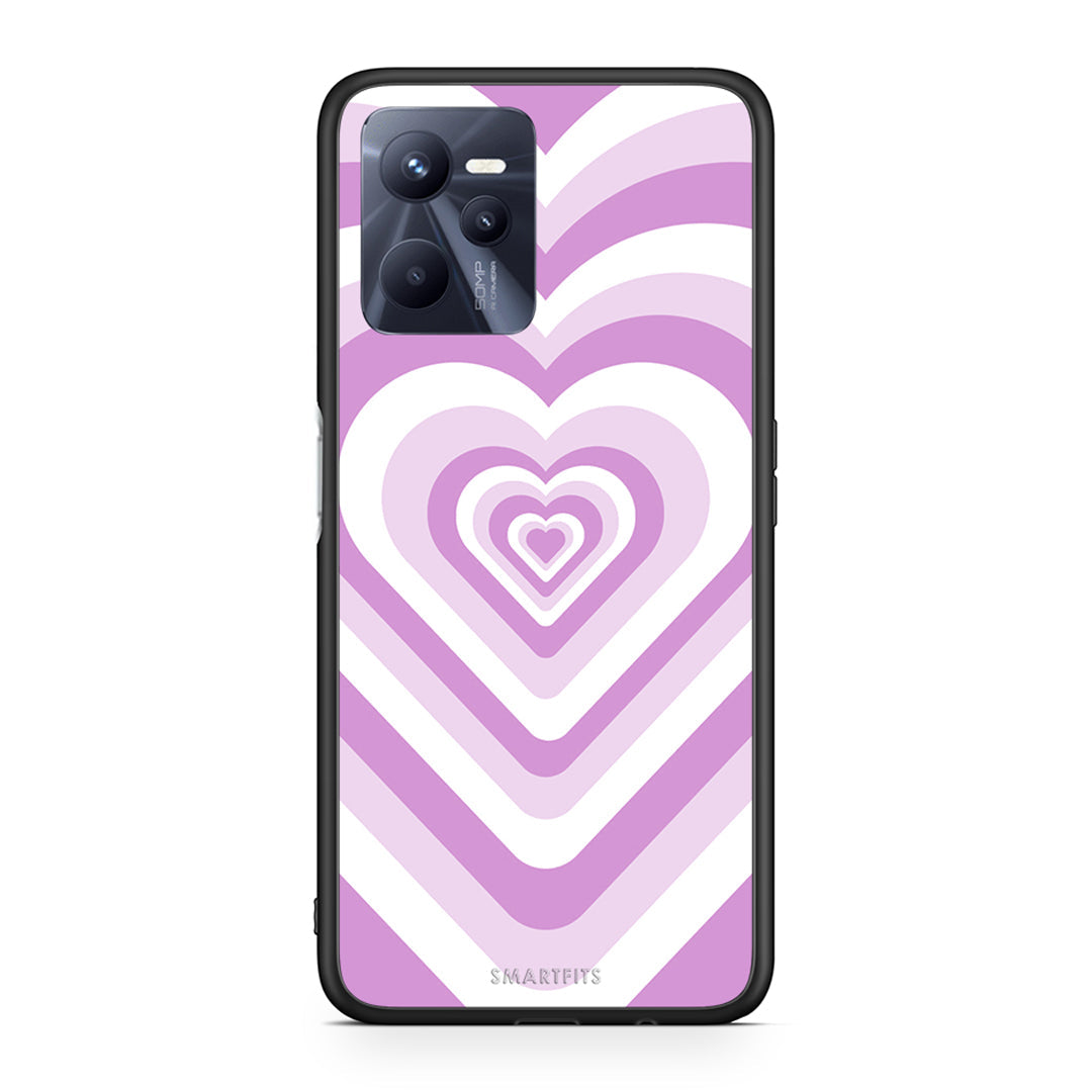 Realme C35 Lilac Hearts θήκη από τη Smartfits με σχέδιο στο πίσω μέρος και μαύρο περίβλημα | Smartphone case with colorful back and black bezels by Smartfits