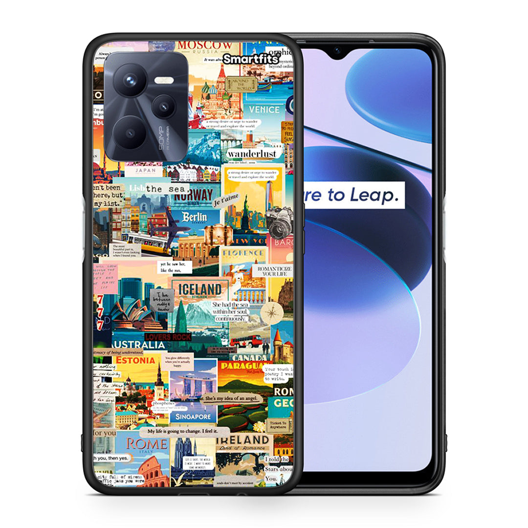 Θήκη Realme C35 Live To Travel από τη Smartfits με σχέδιο στο πίσω μέρος και μαύρο περίβλημα | Realme C35 Live To Travel case with colorful back and black bezels