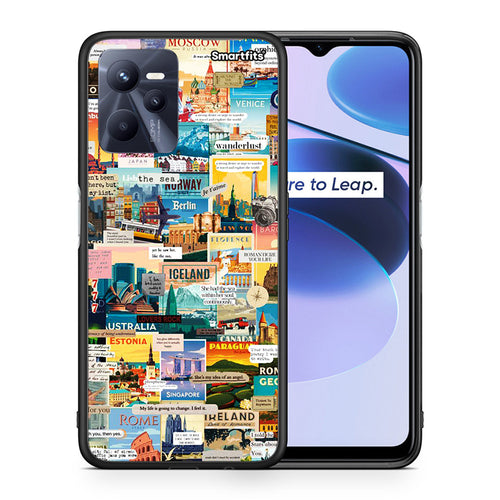 Θήκη Realme C35 Live To Travel από τη Smartfits με σχέδιο στο πίσω μέρος και μαύρο περίβλημα | Realme C35 Live To Travel case with colorful back and black bezels
