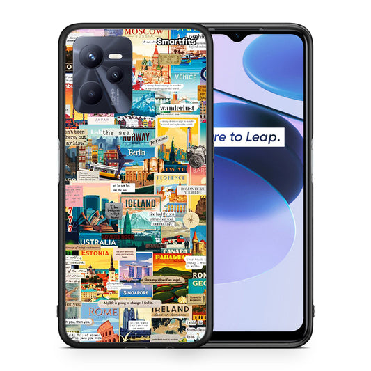 Θήκη Realme C35 Live To Travel από τη Smartfits με σχέδιο στο πίσω μέρος και μαύρο περίβλημα | Realme C35 Live To Travel case with colorful back and black bezels