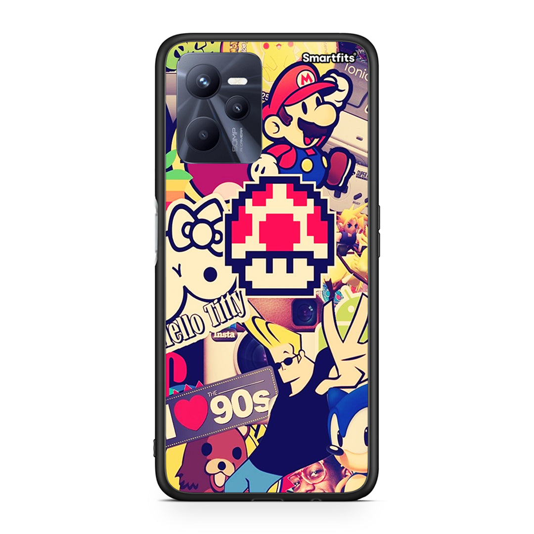 Realme C35 Love The 90s θήκη από τη Smartfits με σχέδιο στο πίσω μέρος και μαύρο περίβλημα | Smartphone case with colorful back and black bezels by Smartfits
