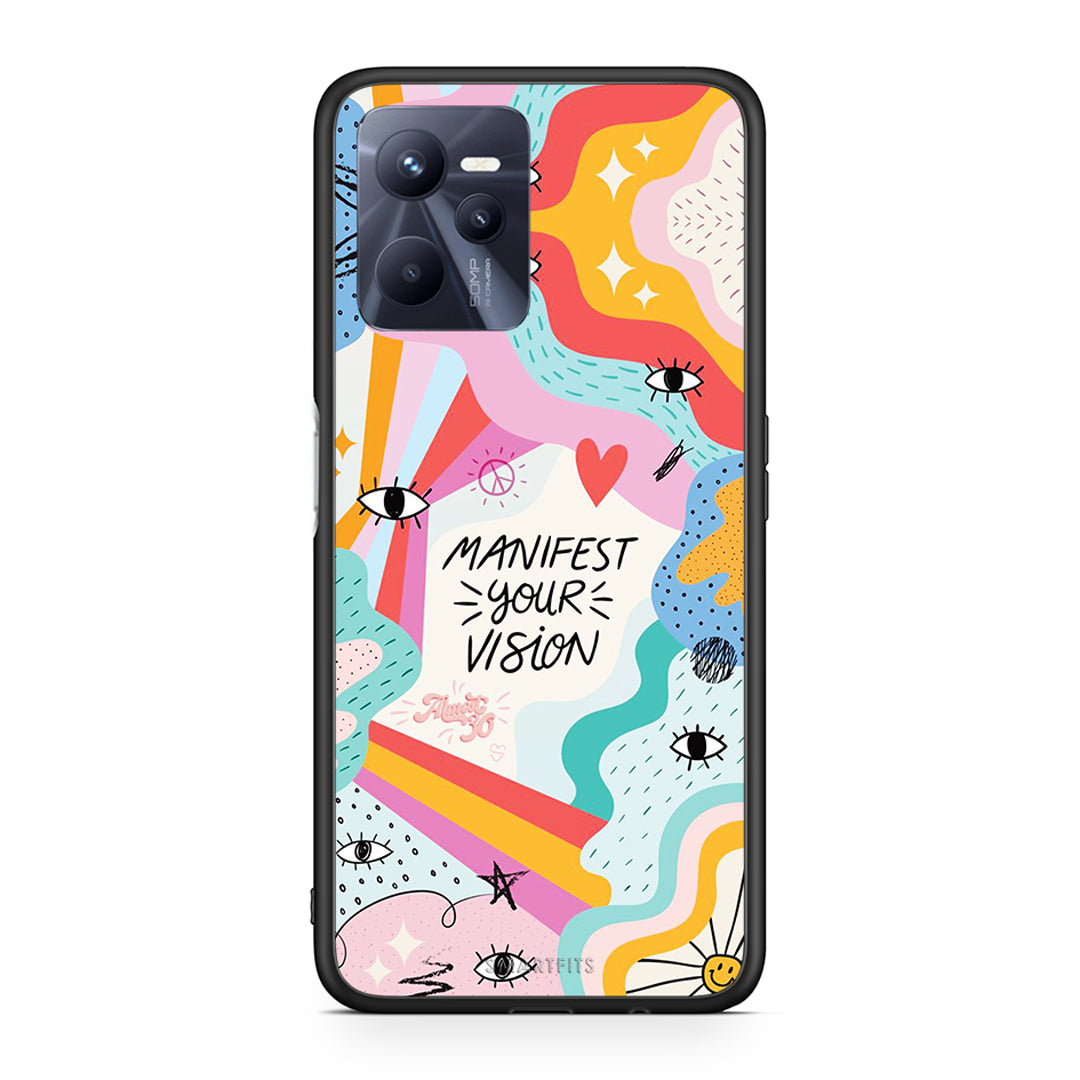 Realme C35 Manifest Your Vision θήκη από τη Smartfits με σχέδιο στο πίσω μέρος και μαύρο περίβλημα | Smartphone case with colorful back and black bezels by Smartfits