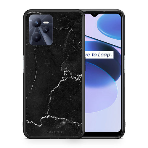 Θήκη Realme C35 Black Marble από τη Smartfits με σχέδιο στο πίσω μέρος και μαύρο περίβλημα | Realme C35 Black Marble case with colorful back and black bezels