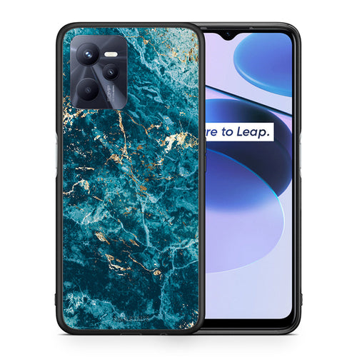 Θήκη Realme C35 Marble Blue από τη Smartfits με σχέδιο στο πίσω μέρος και μαύρο περίβλημα | Realme C35 Marble Blue case with colorful back and black bezels