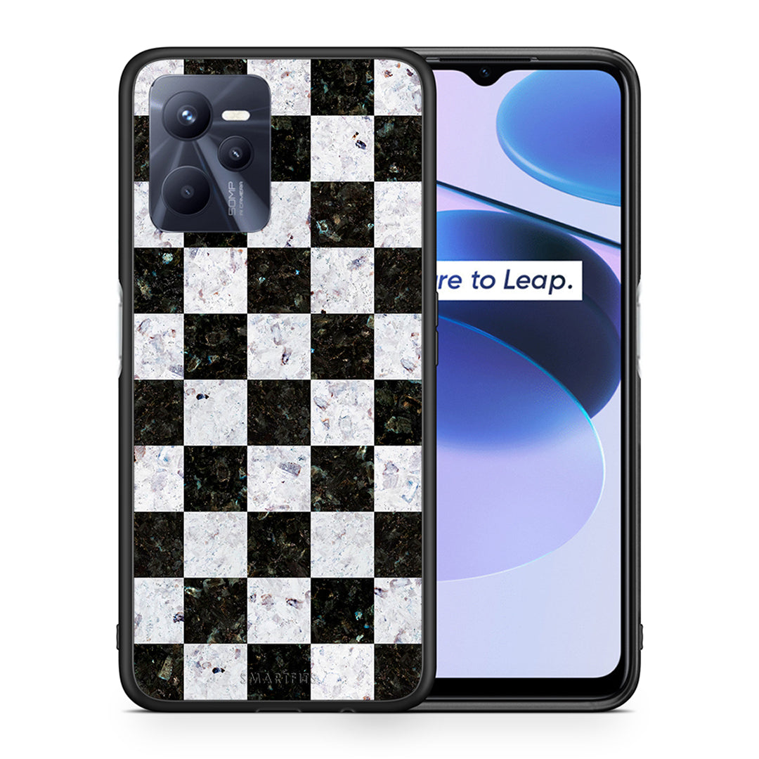 Θήκη Realme C35 Square Geometric Marble από τη Smartfits με σχέδιο στο πίσω μέρος και μαύρο περίβλημα | Realme C35 Square Geometric Marble case with colorful back and black bezels