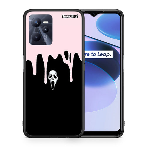 Θήκη Realme C35 Melting Halloween Mask από τη Smartfits με σχέδιο στο πίσω μέρος και μαύρο περίβλημα | Realme C35 Melting Halloween Mask case with colorful back and black bezels