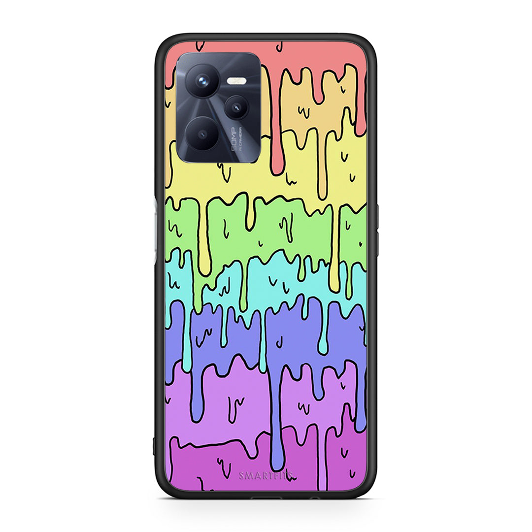 Realme C35 Melting Rainbow θήκη από τη Smartfits με σχέδιο στο πίσω μέρος και μαύρο περίβλημα | Smartphone case with colorful back and black bezels by Smartfits