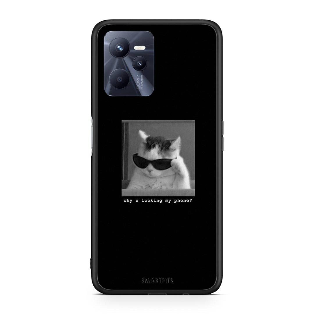 Realme C35 Meme Cat θήκη από τη Smartfits με σχέδιο στο πίσω μέρος και μαύρο περίβλημα | Smartphone case with colorful back and black bezels by Smartfits