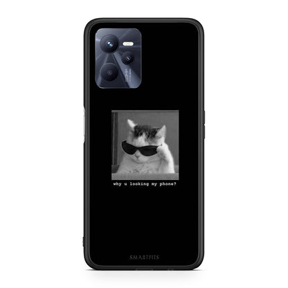 Realme C35 Meme Cat θήκη από τη Smartfits με σχέδιο στο πίσω μέρος και μαύρο περίβλημα | Smartphone case with colorful back and black bezels by Smartfits