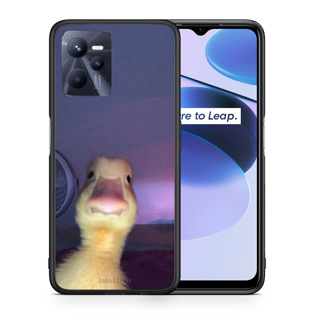 Θήκη Realme C35 Meme Duck από τη Smartfits με σχέδιο στο πίσω μέρος και μαύρο περίβλημα | Realme C35 Meme Duck case with colorful back and black bezels