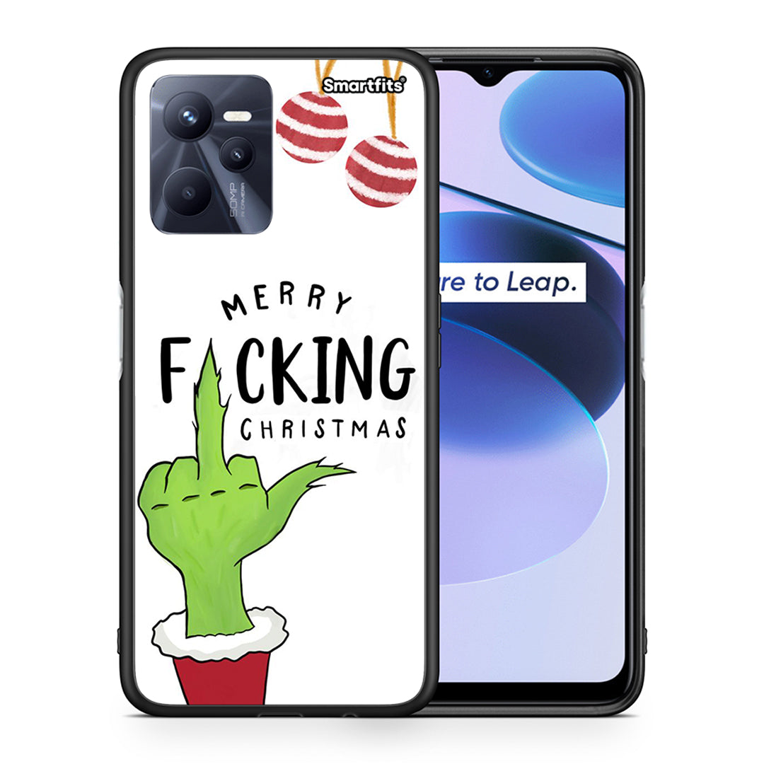 Θήκη Realme C35 Merry F Xmas από τη Smartfits με σχέδιο στο πίσω μέρος και μαύρο περίβλημα | Realme C35 Merry F Xmas case with colorful back and black bezels