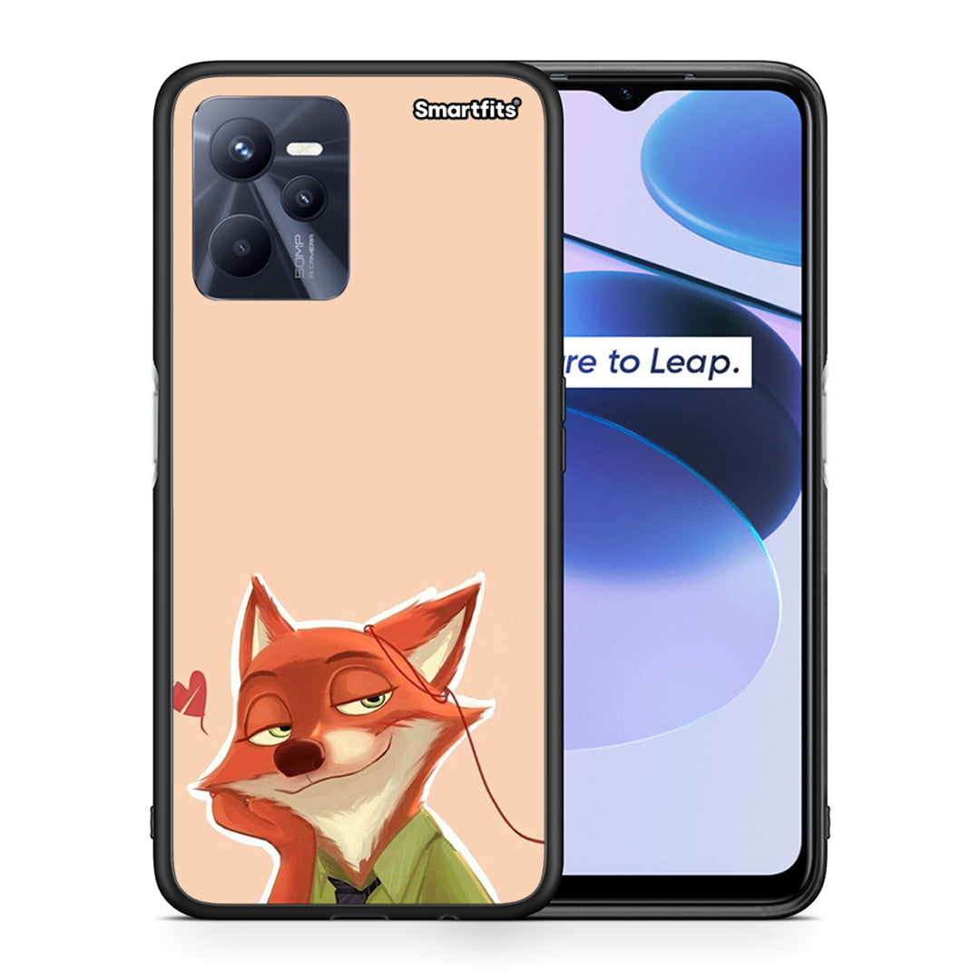 Θήκη Realme C35 Nick Wilde And Judy Hopps Love 1 από τη Smartfits με σχέδιο στο πίσω μέρος και μαύρο περίβλημα | Realme C35 Nick Wilde And Judy Hopps Love 1 case with colorful back and black bezels