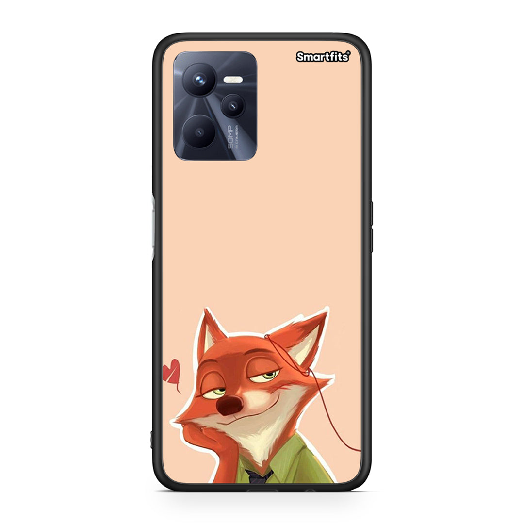 Realme C35 Nick Wilde And Judy Hopps Love 1 θήκη από τη Smartfits με σχέδιο στο πίσω μέρος και μαύρο περίβλημα | Smartphone case with colorful back and black bezels by Smartfits