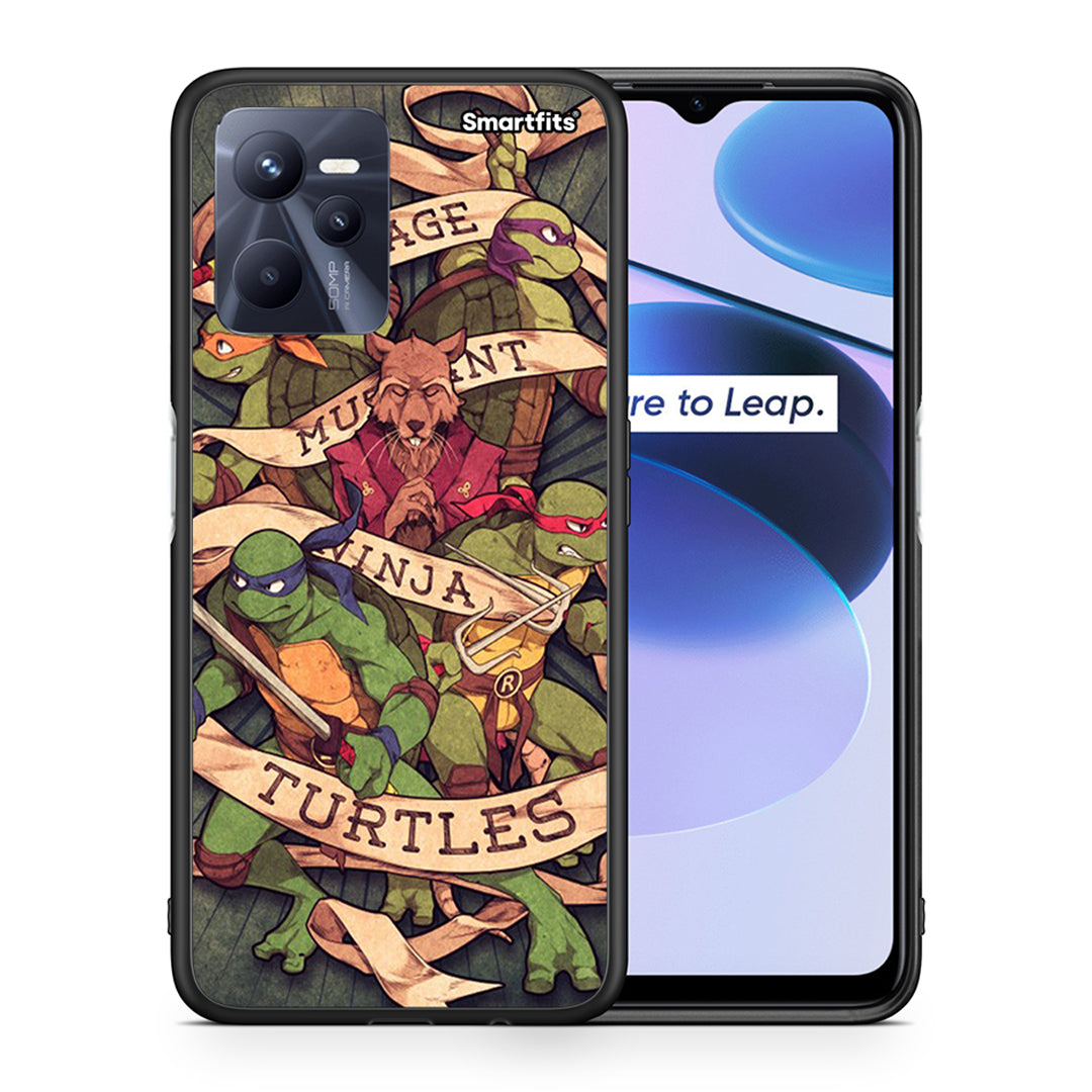 Θήκη Realme C35 Ninja Turtles από τη Smartfits με σχέδιο στο πίσω μέρος και μαύρο περίβλημα | Realme C35 Ninja Turtles case with colorful back and black bezels