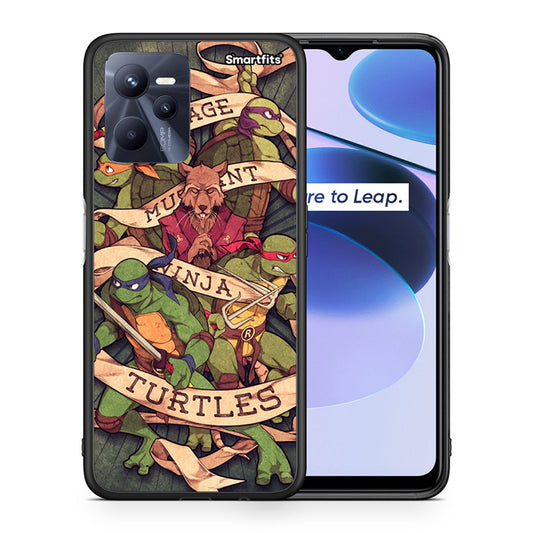 Θήκη Realme C35 Ninja Turtles από τη Smartfits με σχέδιο στο πίσω μέρος και μαύρο περίβλημα | Realme C35 Ninja Turtles case with colorful back and black bezels