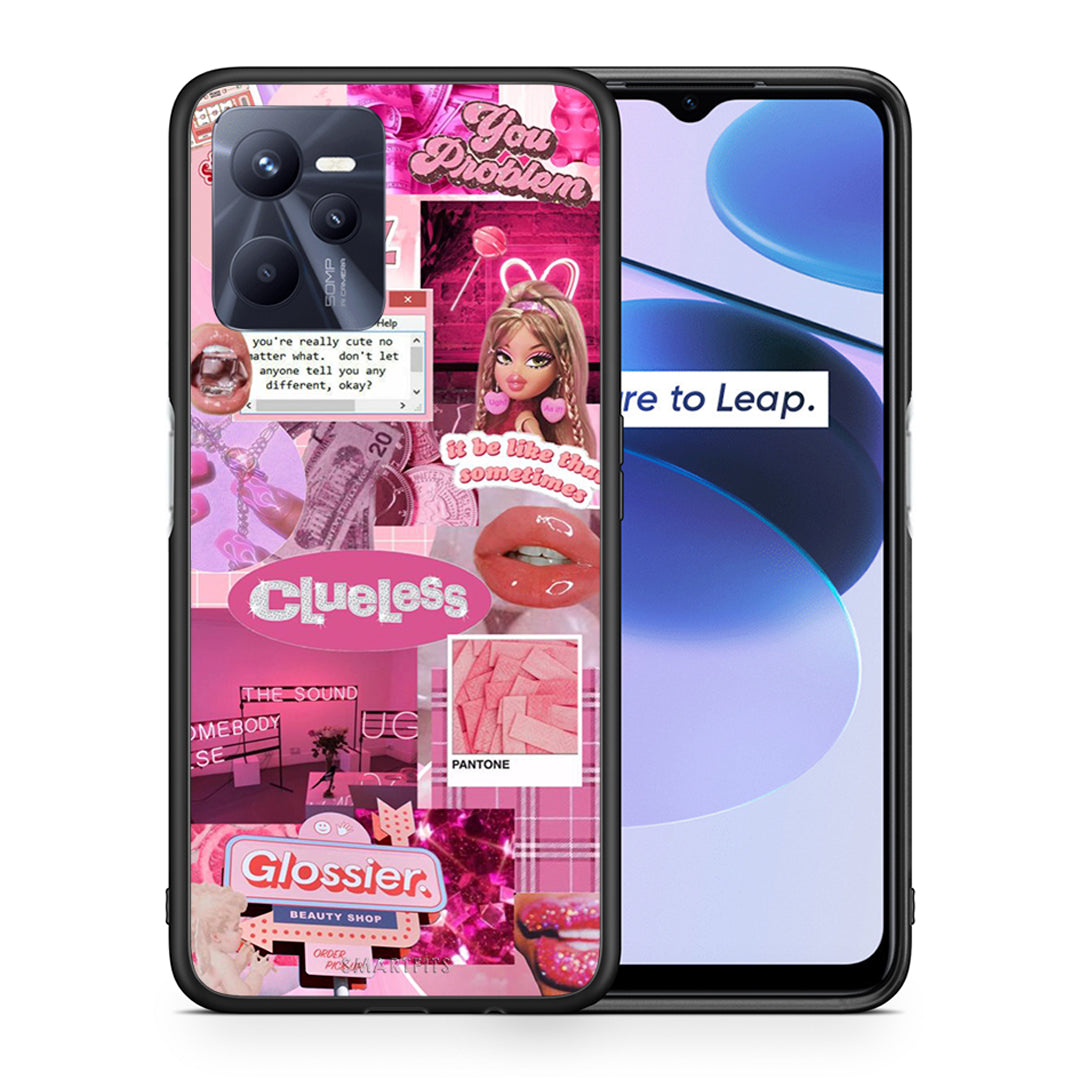 Θήκη Αγίου Βαλεντίνου Realme C35 Pink Love από τη Smartfits με σχέδιο στο πίσω μέρος και μαύρο περίβλημα | Realme C35 Pink Love case with colorful back and black bezels