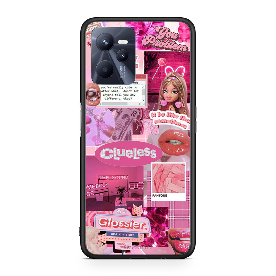 Realme C35 Pink Love Θήκη Αγίου Βαλεντίνου από τη Smartfits με σχέδιο στο πίσω μέρος και μαύρο περίβλημα | Smartphone case with colorful back and black bezels by Smartfits