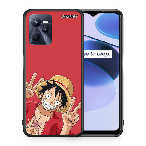 Θήκη Realme C35 Pirate Luffy από τη Smartfits με σχέδιο στο πίσω μέρος και μαύρο περίβλημα | Realme C35 Pirate Luffy case with colorful back and black bezels