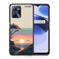Thumbnail for Θήκη Realme C35 Pixel Sunset από τη Smartfits με σχέδιο στο πίσω μέρος και μαύρο περίβλημα | Realme C35 Pixel Sunset case with colorful back and black bezels
